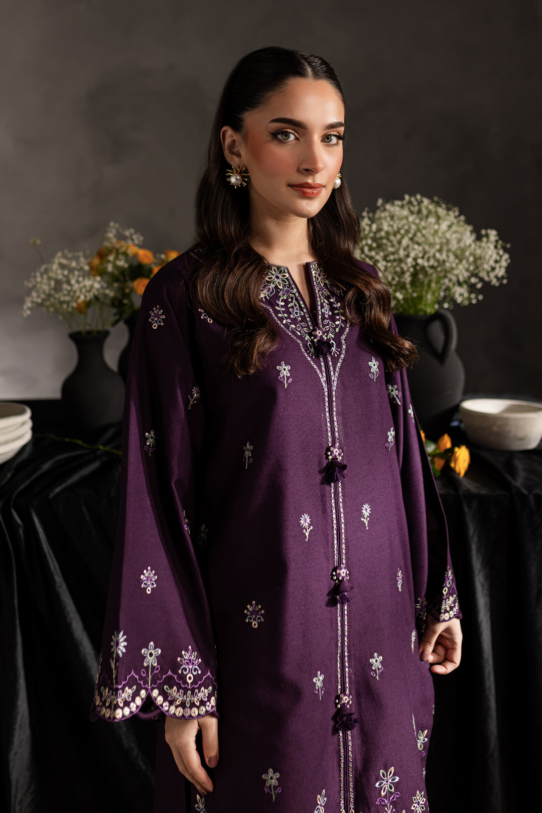 Orchid 2Pc - Embroidered Karandi dress - BATIK