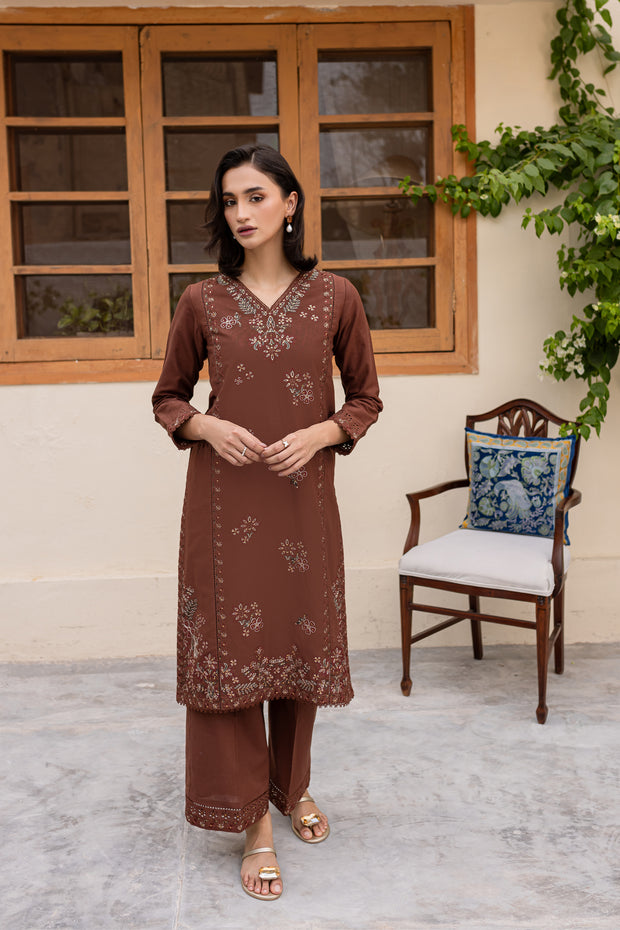 Evana 2Pc - Embroidered Khaddar Dress - BATIK