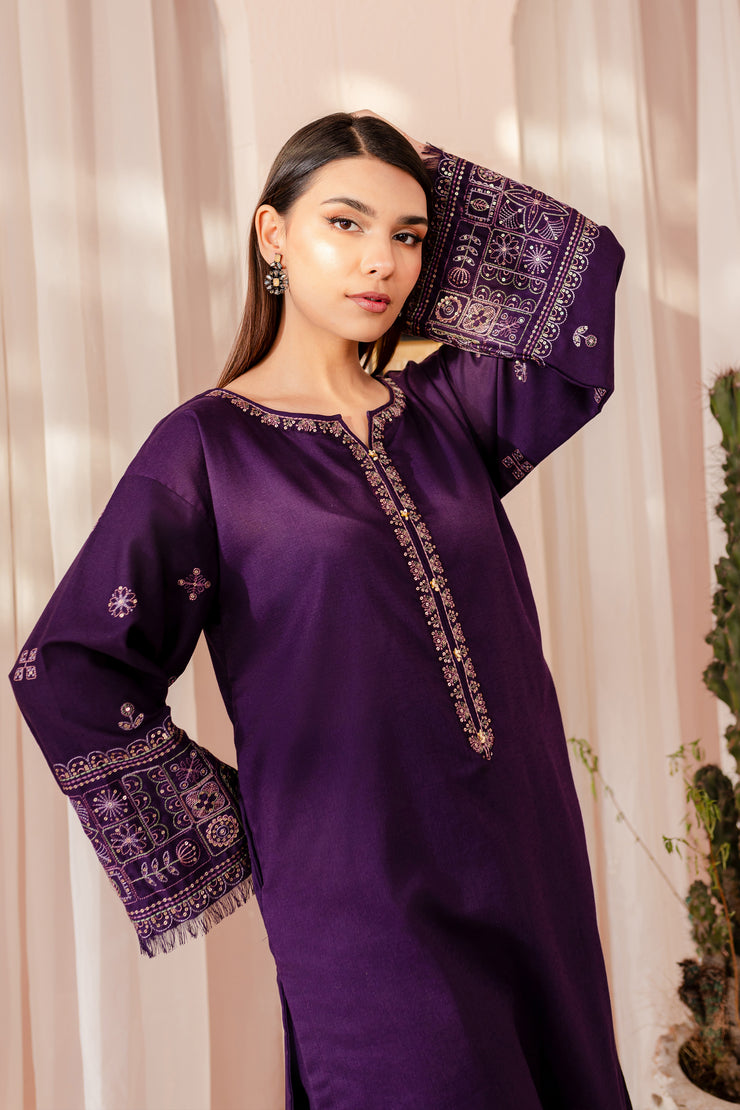 Adel 2Pc - Embroidered Karandi Dress - BATIK