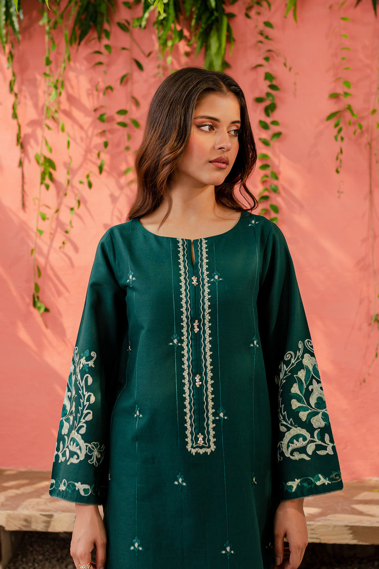 Marine 2Pc -  Embroidered Khaddar Dress - BATIK