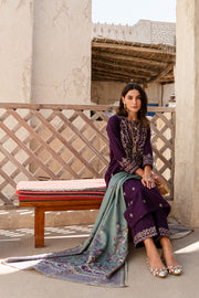 Plum Sage 3Pc - Embroidered Khaddar Dress