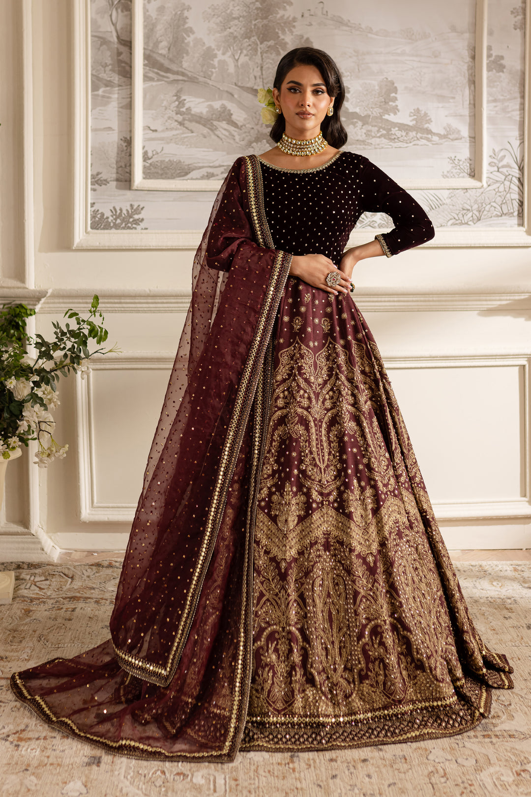 Maroon Parsa - 3Pc Formal Dress - BATIK