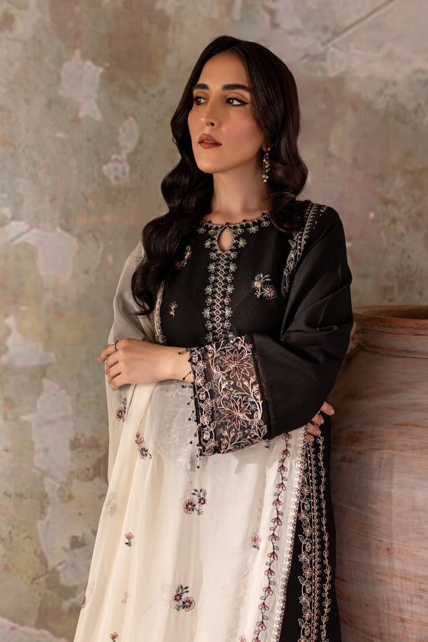 Black List 3Pc - Embroidered Khaddar Dress