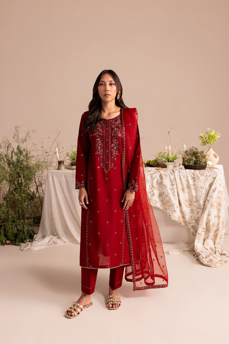 Veeha 3Pc - Embroidered Lawn Dress - BATIK