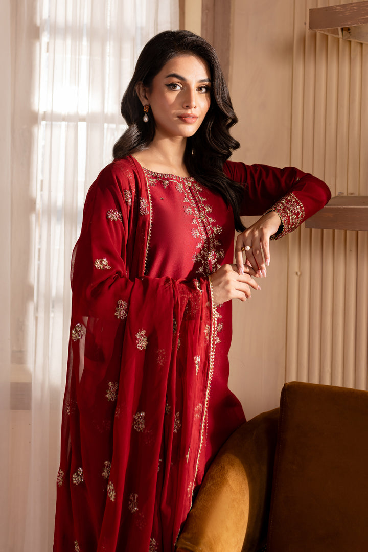 Rhaenyra 3Pc - Embroidered Khaddar Dress - BATIK