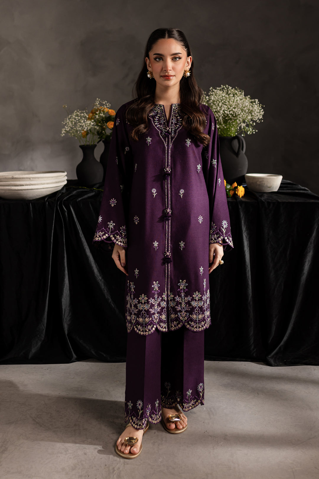 Orchid 2Pc - Embroidered Karandi dress - BATIK