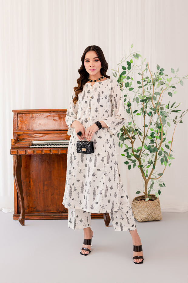 Dig. Burnt White 2Pc - BATIK