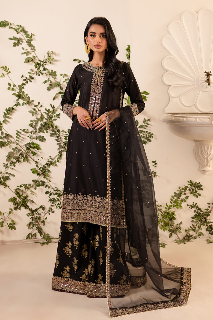 Aria 3Pc - Embroidered Sharara Pret