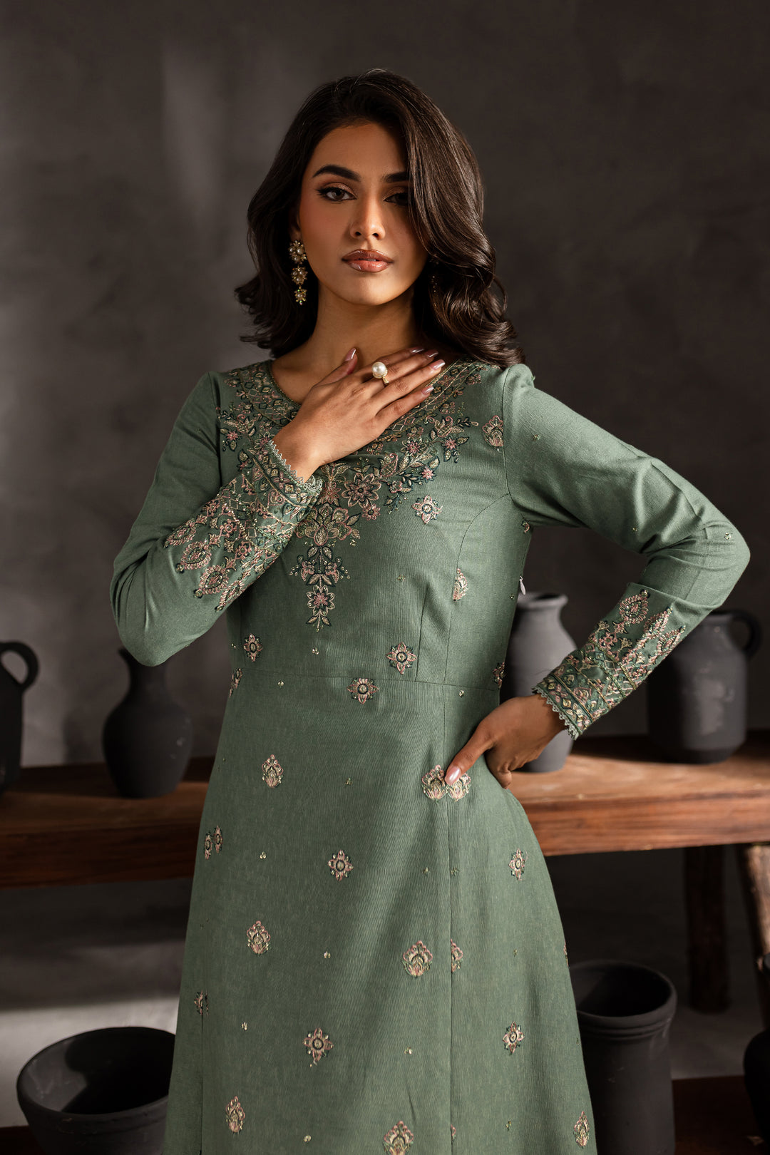 Robin 2Pc - Embroidered Karandi dress - BATIK