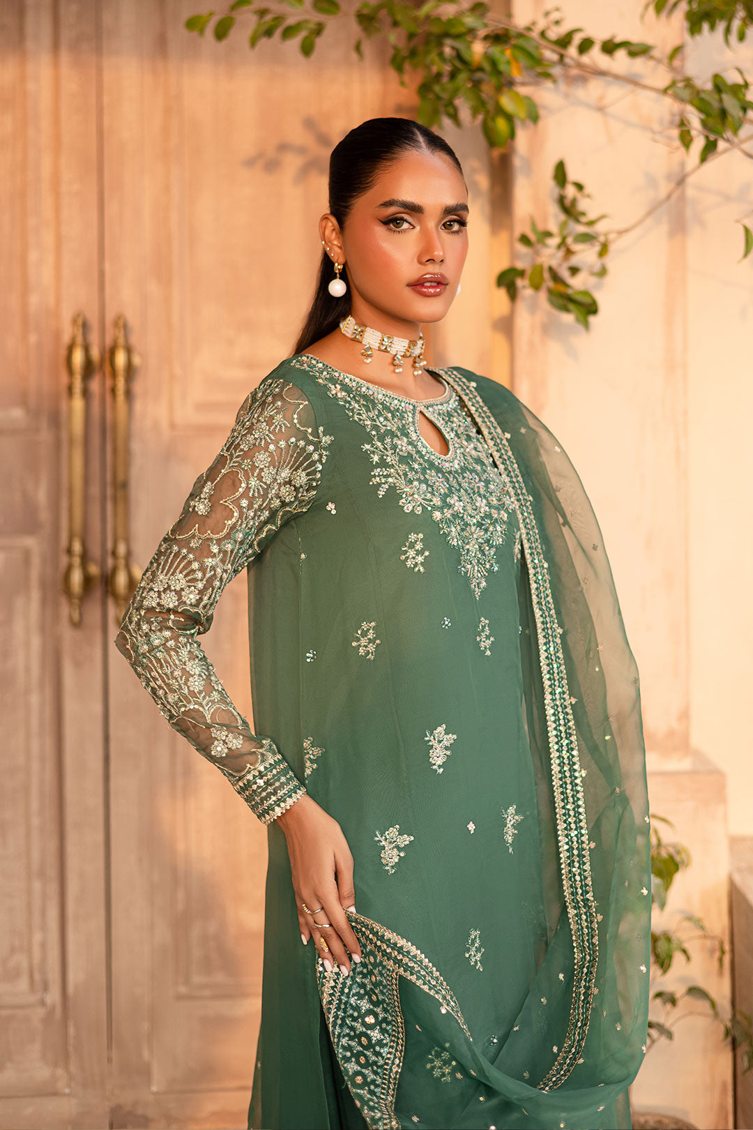 Shireen 3Pc - Embroidered Luxe Pret