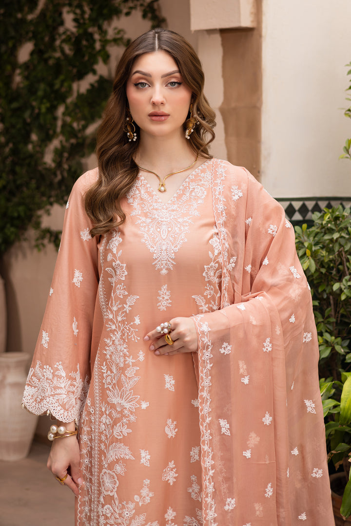Peach Charm 3Pc - Festive Eid Pret