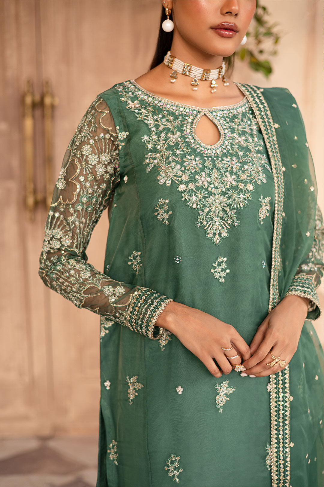 Shireen 3Pc - Embroidered Luxe Pret