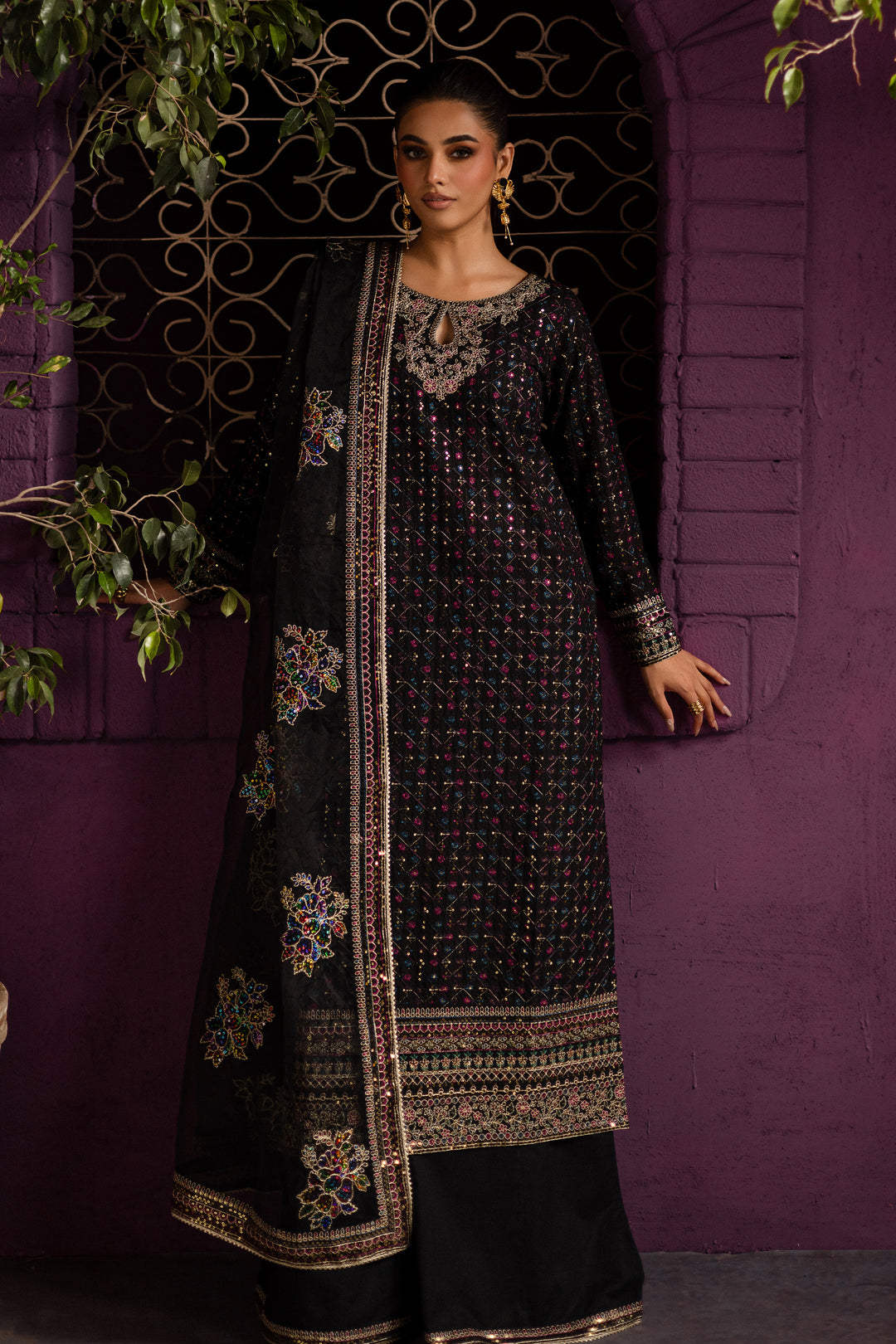 Aylin 3Pc - Embroidered Solid Dress - BATIK