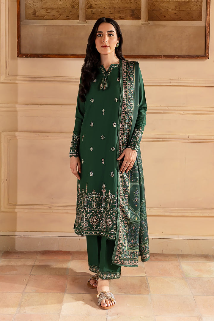 Green Sam 3Pc - Embroidered Khaddar Dress - BATIK