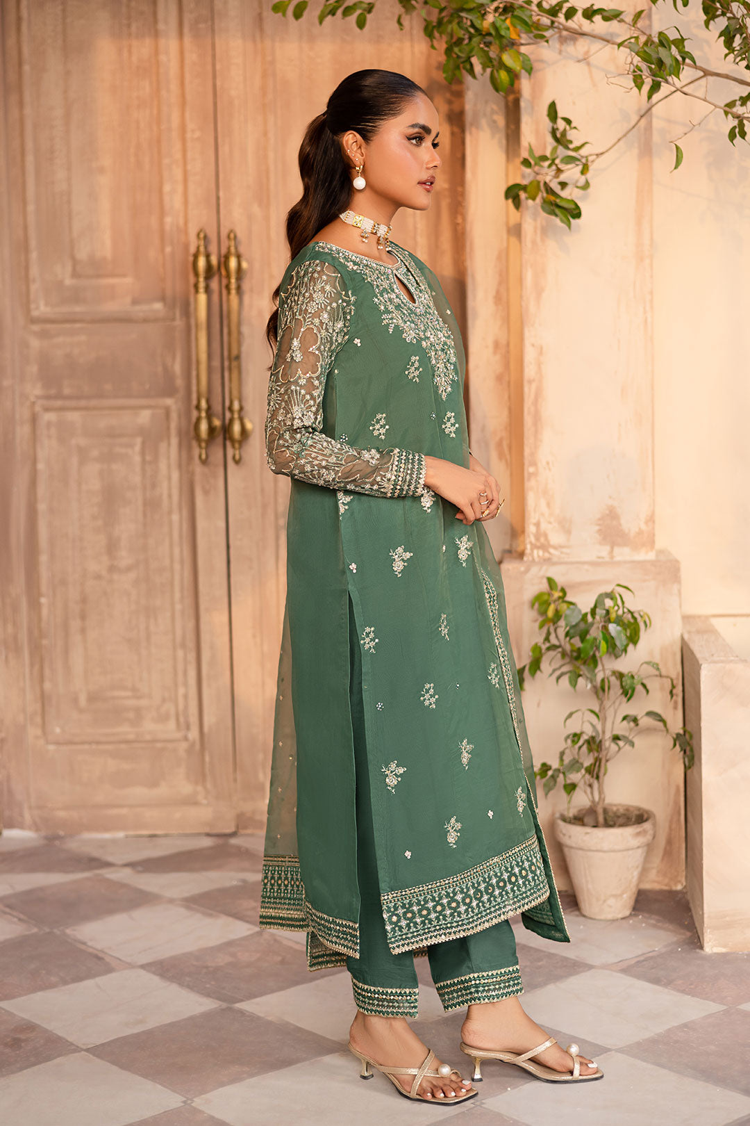 Shireen 3Pc - Embroidered Luxe Pret