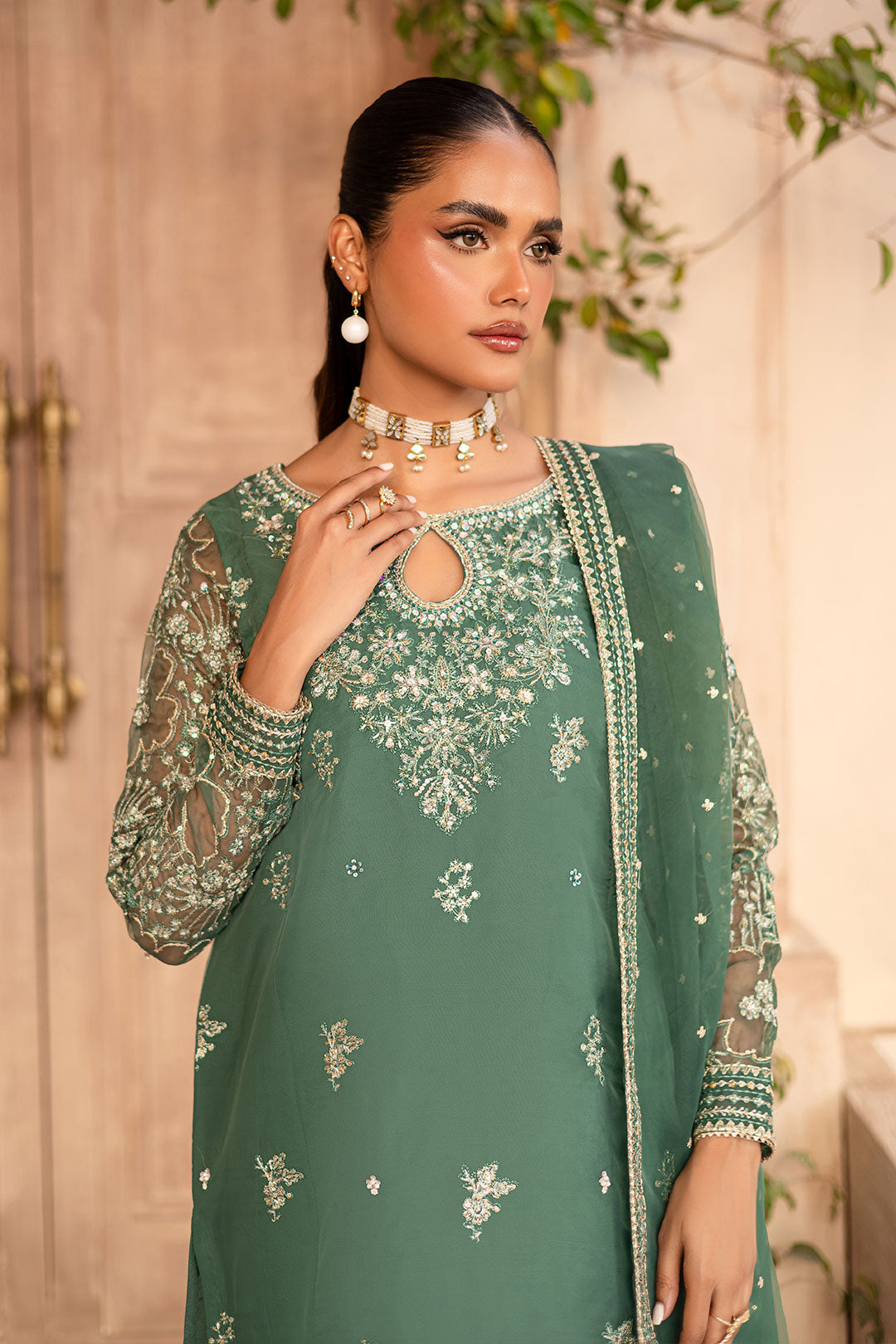 Shireen 3Pc - Embroidered Luxe Pret