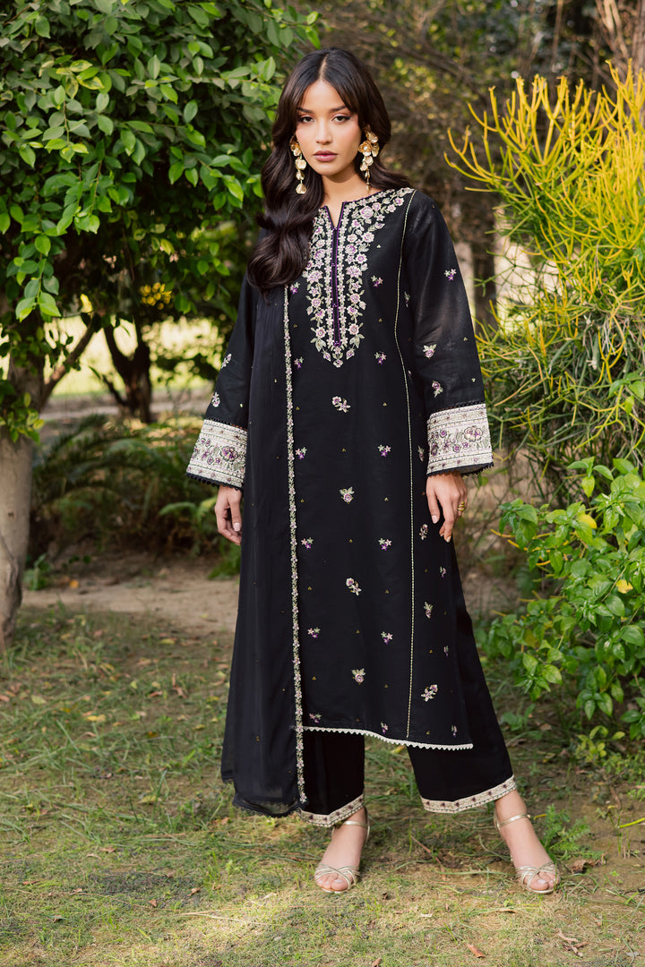 Night Bloom 3Pc - Embroidered Khaddar Dress