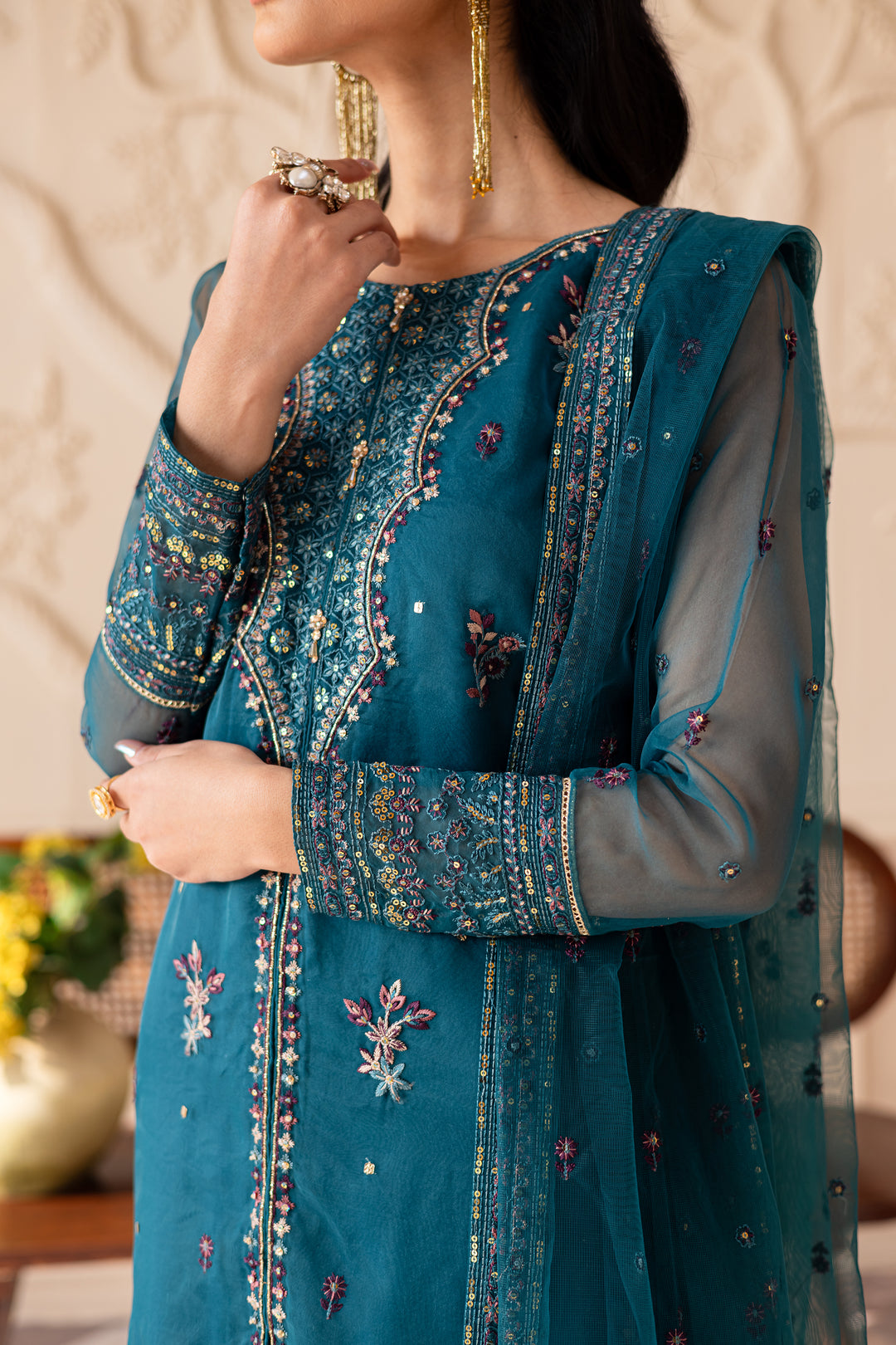 Sanaz 3PC - Embroidered Luxe Pret