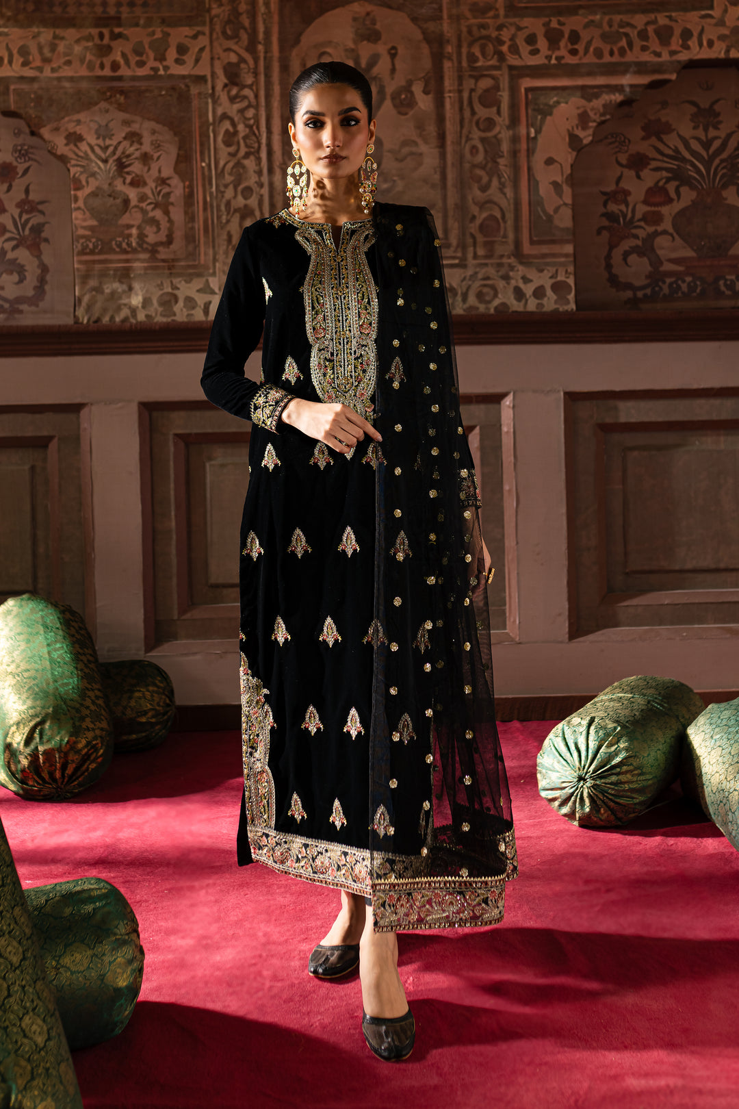 Siyah Gul 3Pc- Embroidered Luxe Pret - BATIK