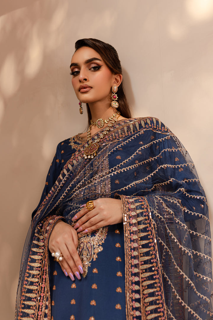 Blue Sapphire 3Pc - Embroidered Luxe PRET - BATIK