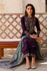 Plum Sage 3Pc - Embroidered Khaddar Dress