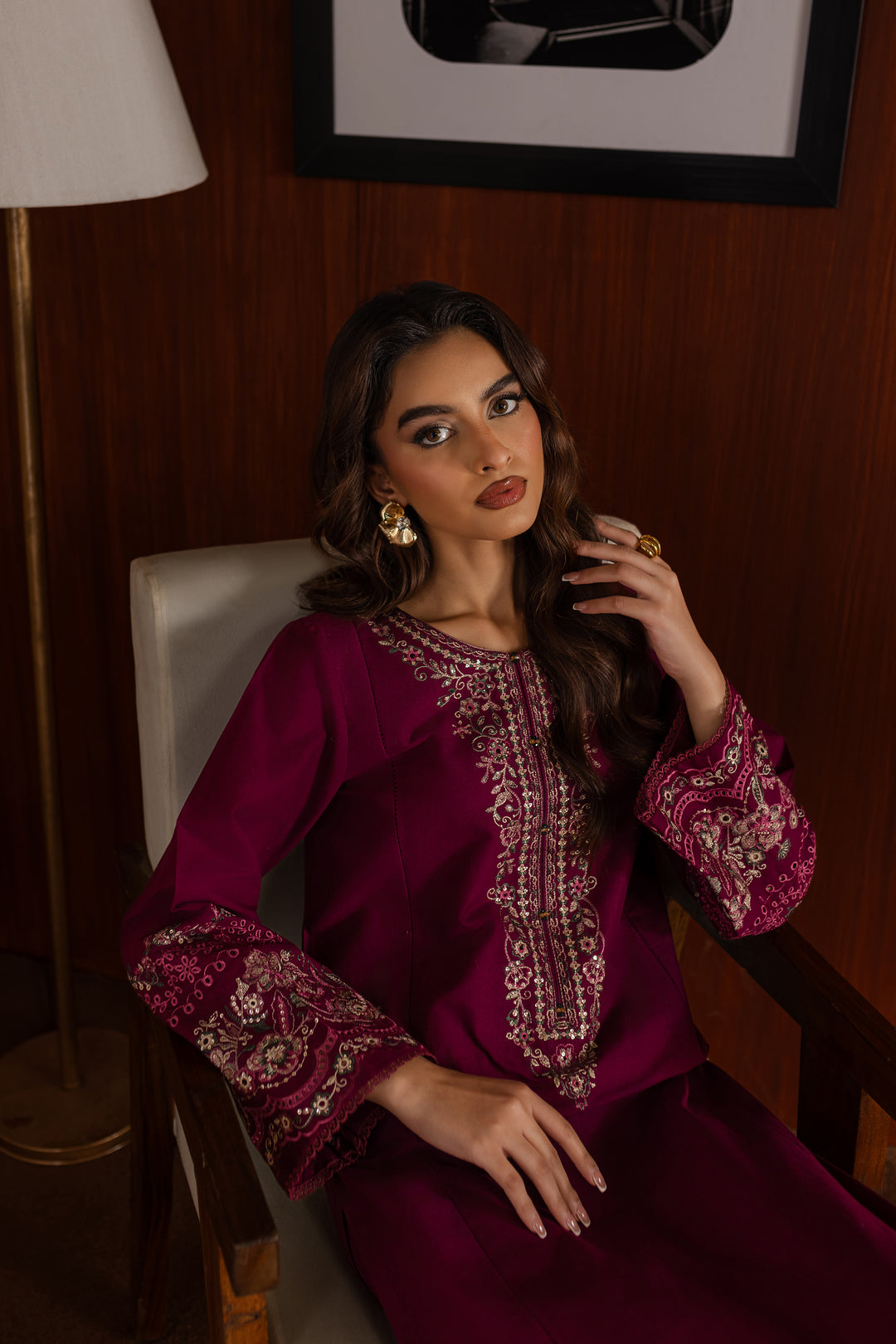 Maroon Garth 2Pc - Embroidered Khaddar Dress - BATIK