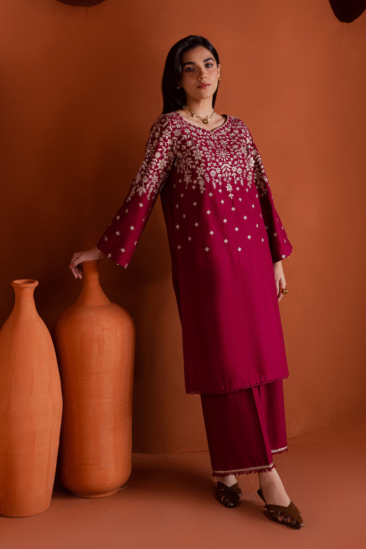 Cherry on top 2Pc - Embroidered Khaddar Dress