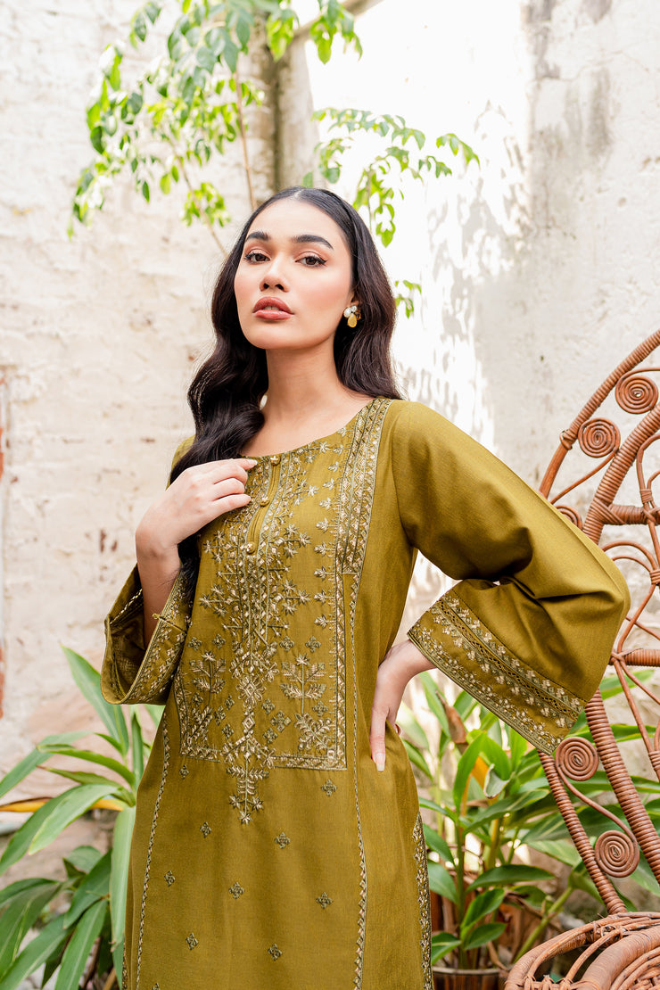 Sea Grass 2Pc - Embroidered Karandi Dress - BATIK