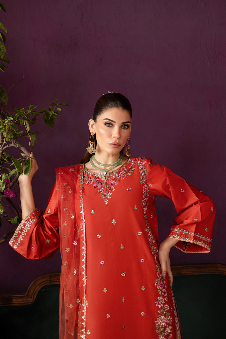 Ora 3Pc - Embroidered Solid Dress - BATIK