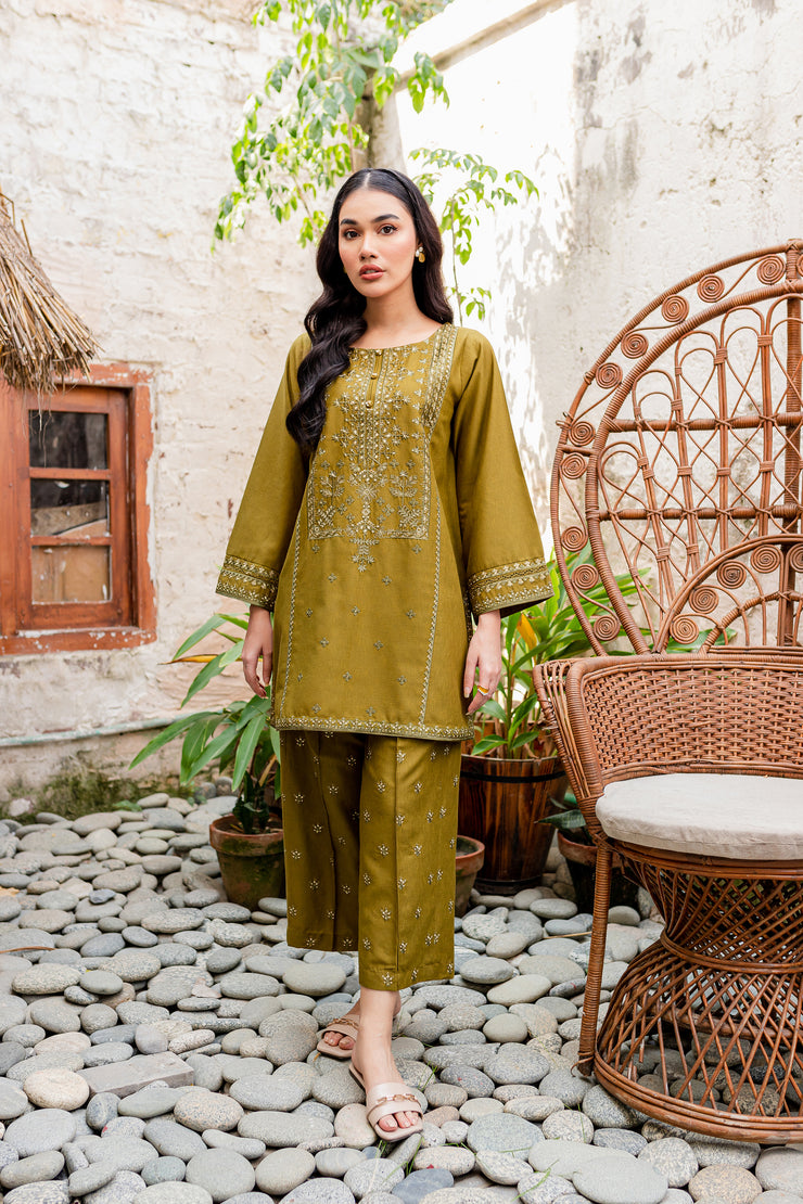 Sea Grass 2Pc - Embroidered Karandi Dress - BATIK