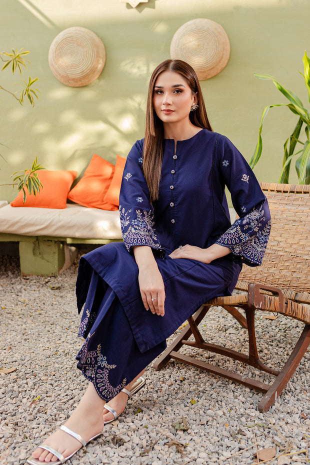 Galaxy Sky 2Pc - Embroidered Khaddar Dress - BATIK