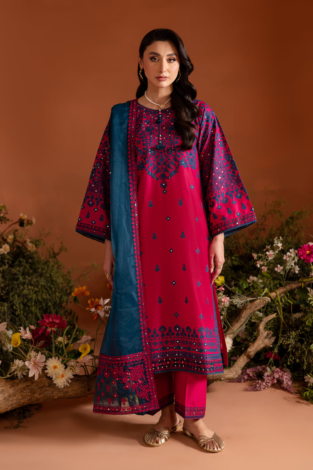 Granite 3Pc - Embroidered Lawn Dress