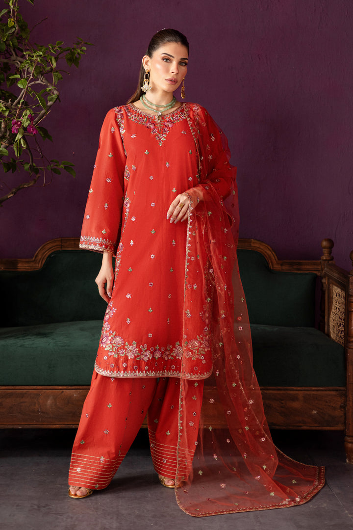 Ora 3Pc - Embroidered Solid Dress - BATIK