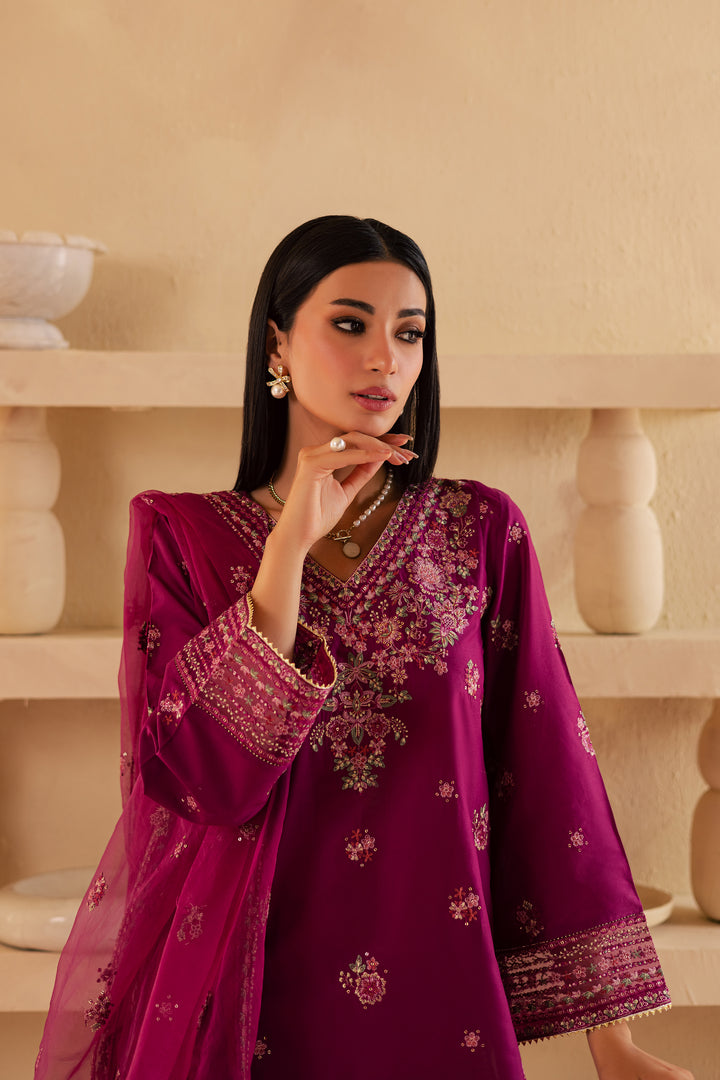 Zariah 3Pc - Embroidered Solid Dress - BATIK