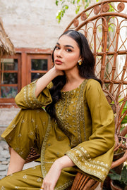 Sea Grass 2Pc - Embroidered Karandi Dress - BATIK