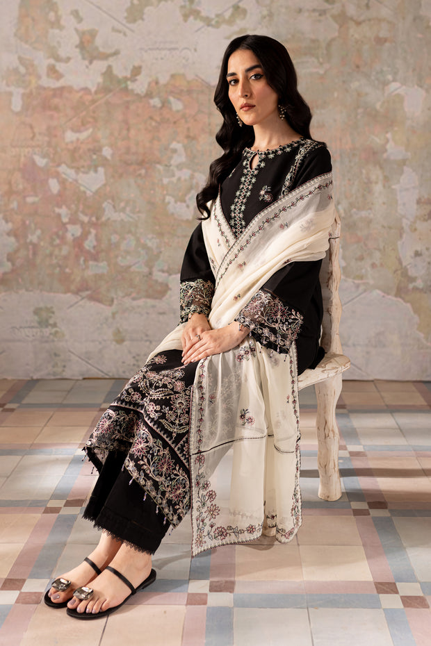 Black List 3Pc - Embroidered Khaddar Dress