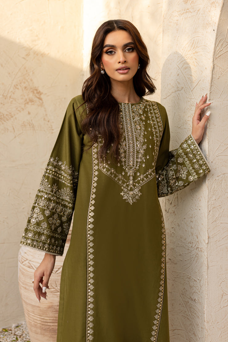 Odin 2Pc - Embroidered Khaddar Dress