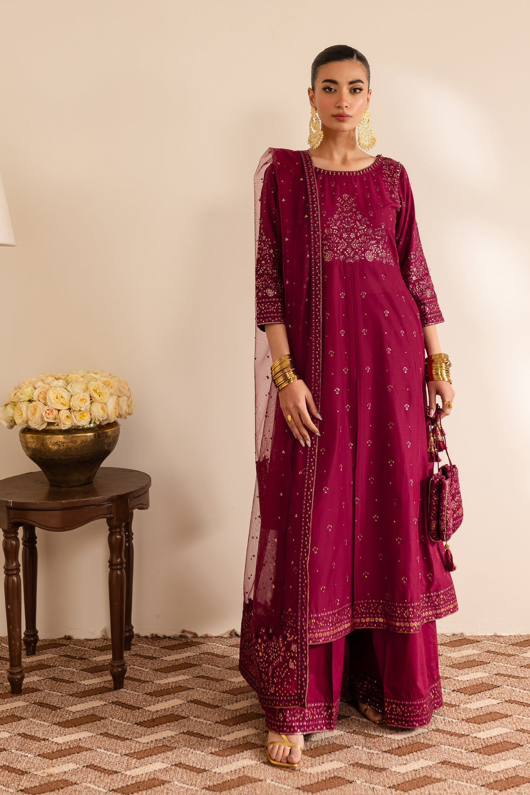 Zeerak 3Pc - Embroidered Luxe Pret