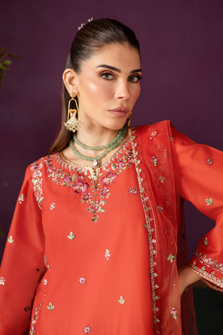 Ora 3Pc - Embroidered Solid Dress - BATIK