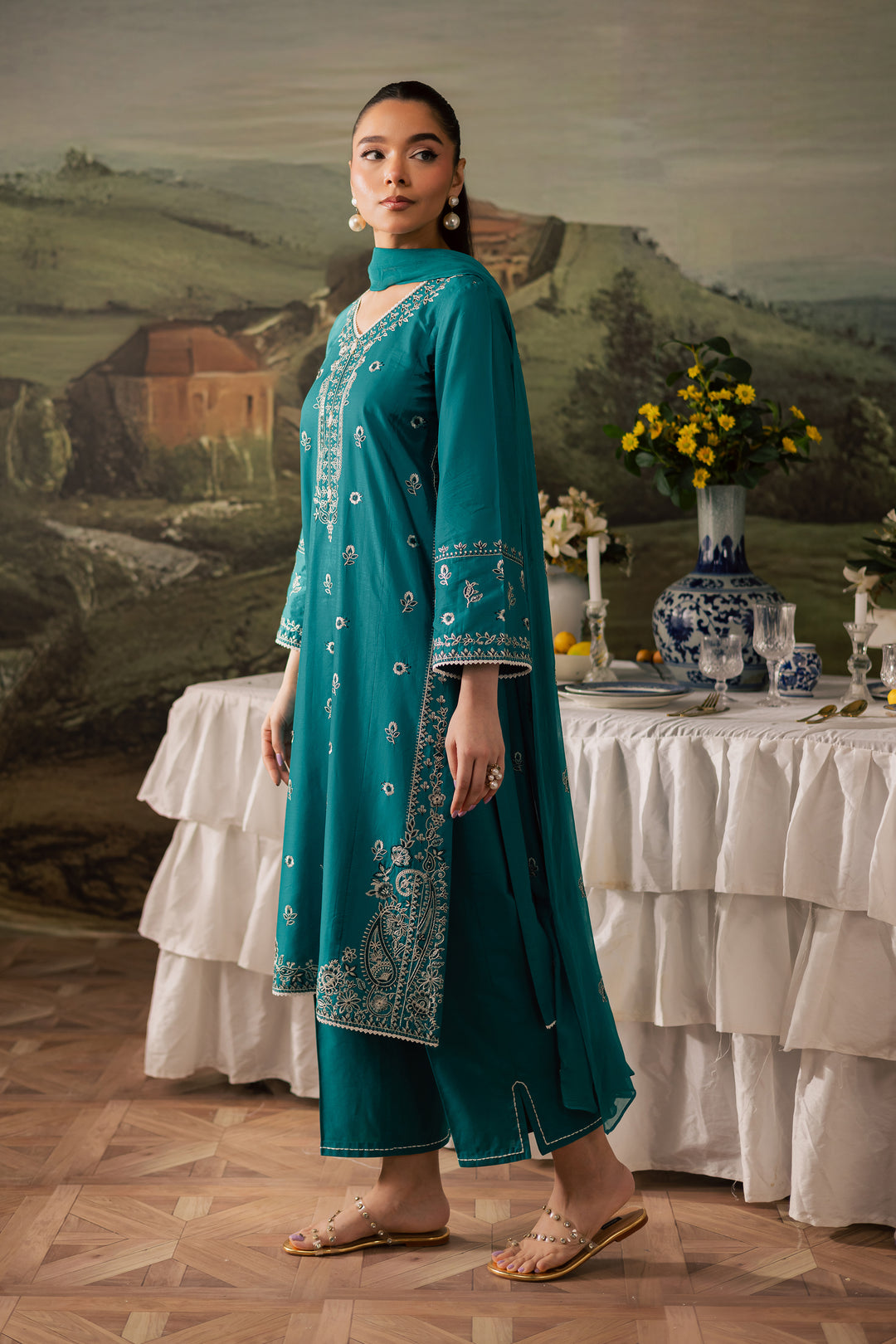 Aqua 3Pc - Embroidered Lawn Pret