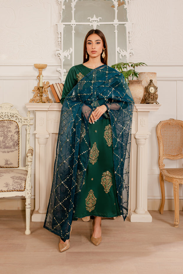 Perzik 3Pc  - Embroidered Luxe PRET - BATIK