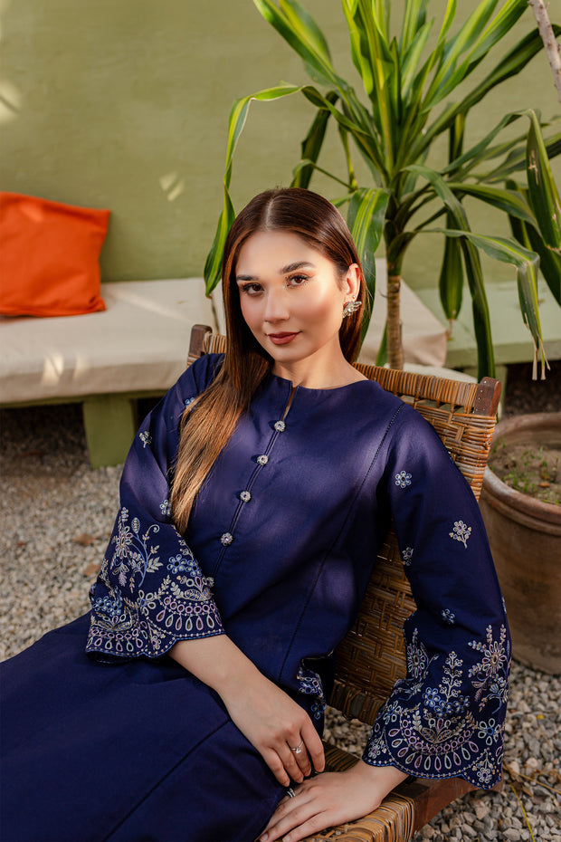 Galaxy Sky 2Pc - Embroidered Khaddar Dress - BATIK