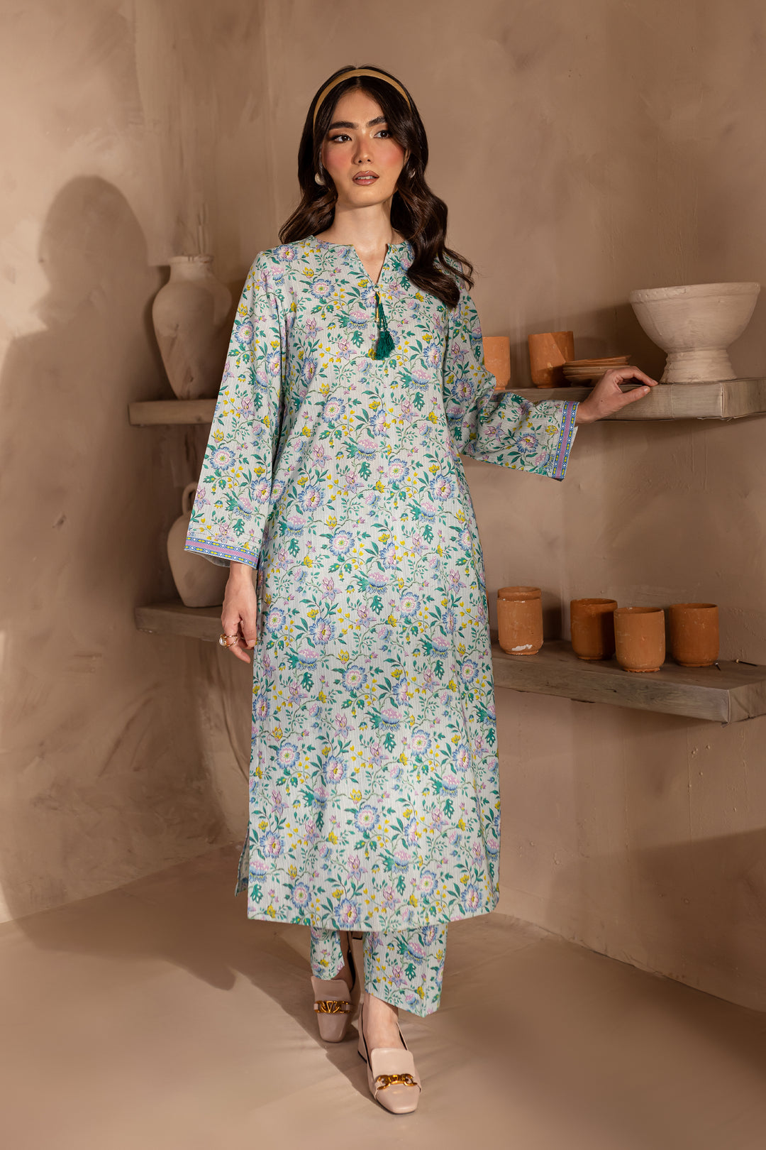 Asna 2Pc - Printed Khaddar Dress - BATIK