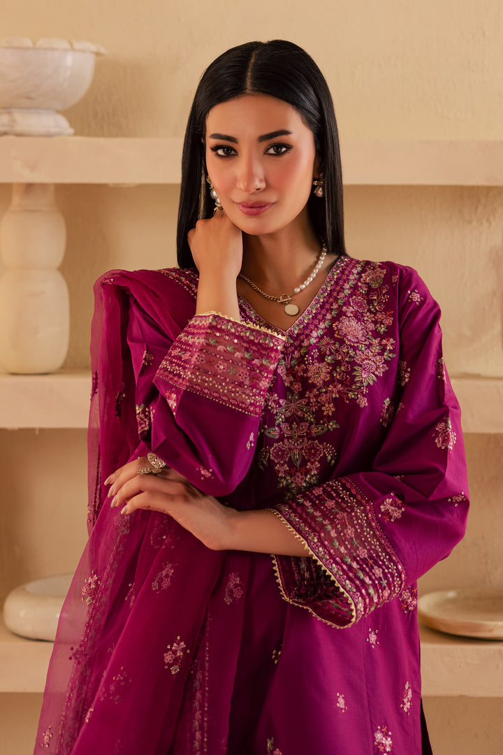 Zariah 3Pc - Embroidered Solid Dress - BATIK