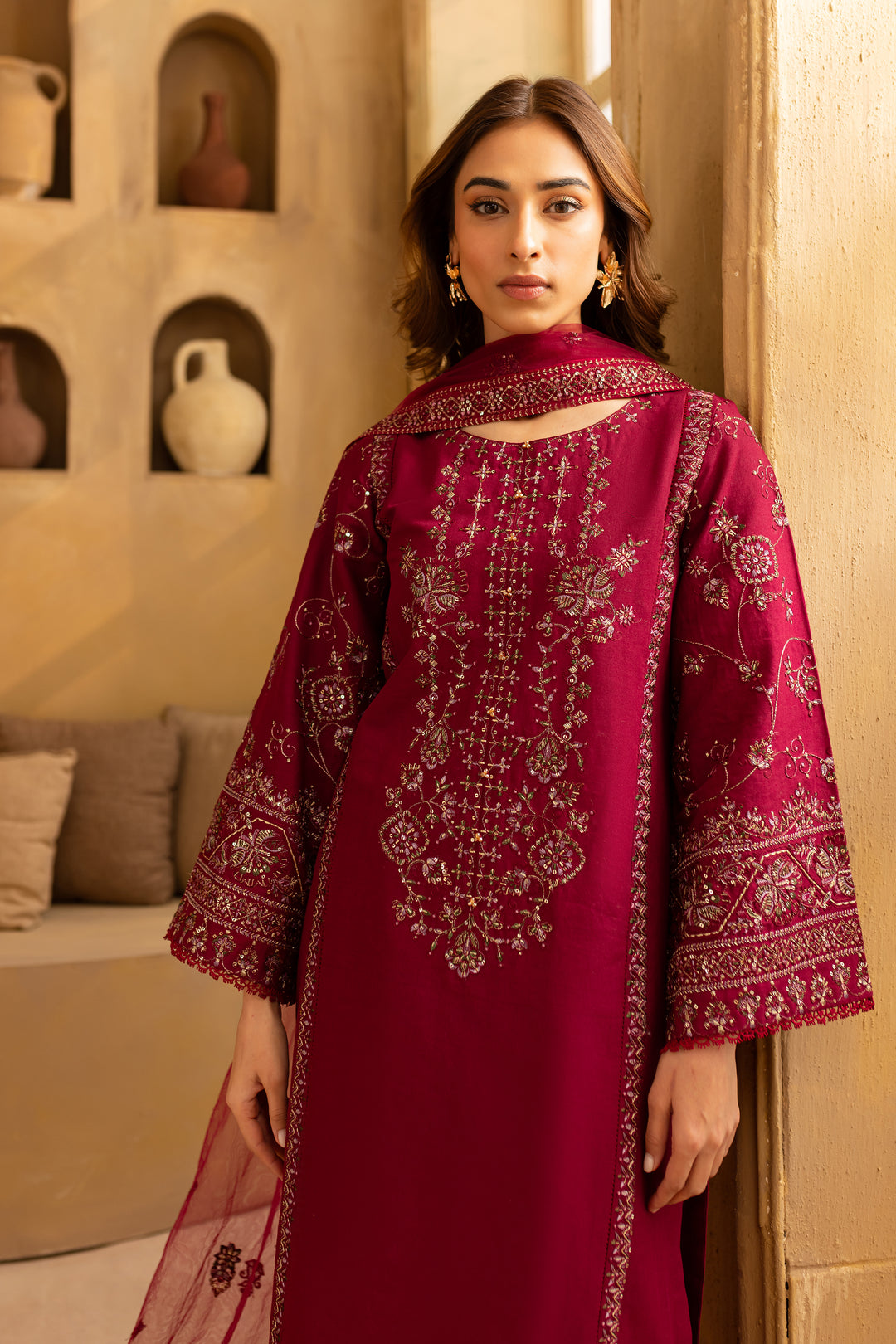 Balin 3Pc - Embroidered Khaddar Dress - BATIK