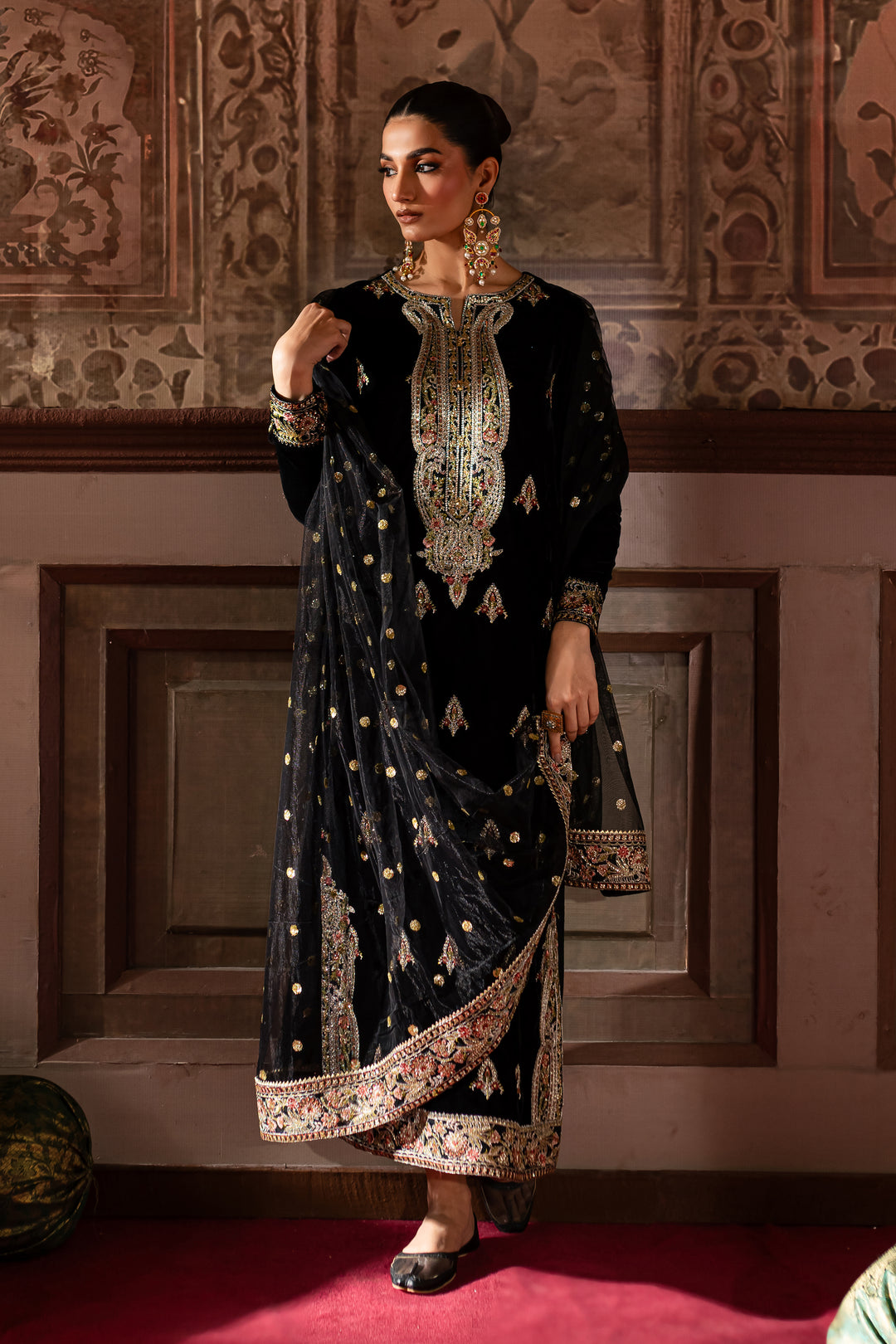 Siyah Gul 3Pc- Embroidered Luxe Pret - BATIK