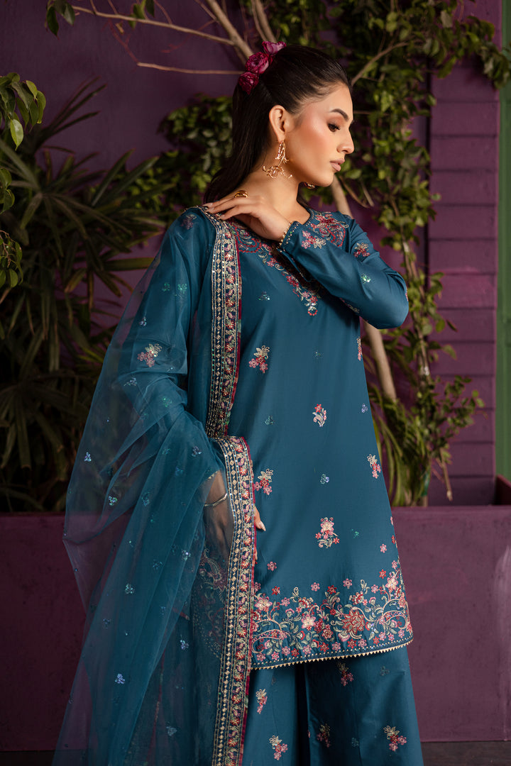 Eshmaal 3Pc - Embroidered Solid Dress - BATIK