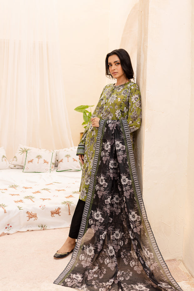 Huram 3Pc - Printed Lawn Dress - BATIK