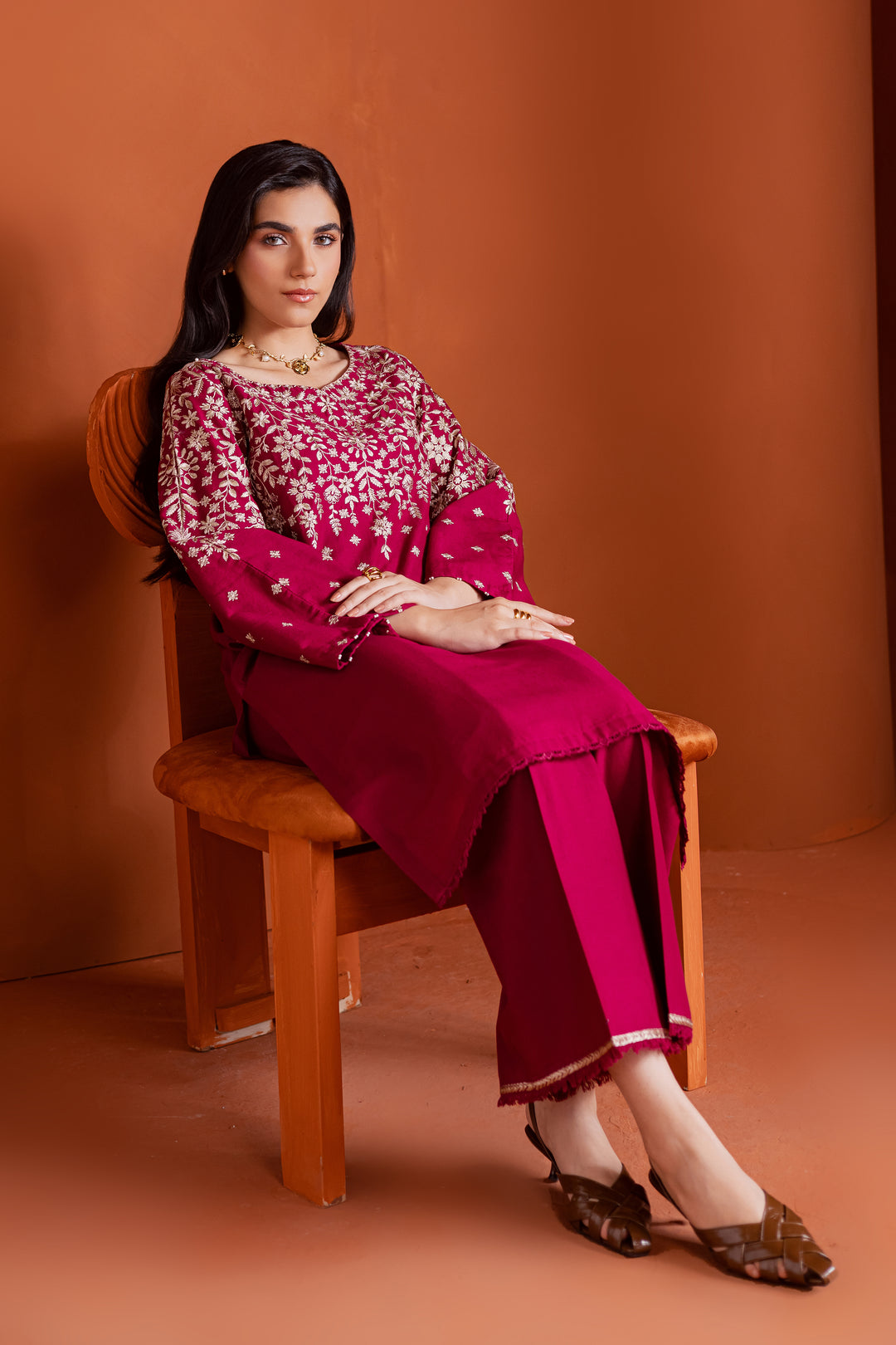 Cherry on top 2Pc - Embroidered Khaddar Dress