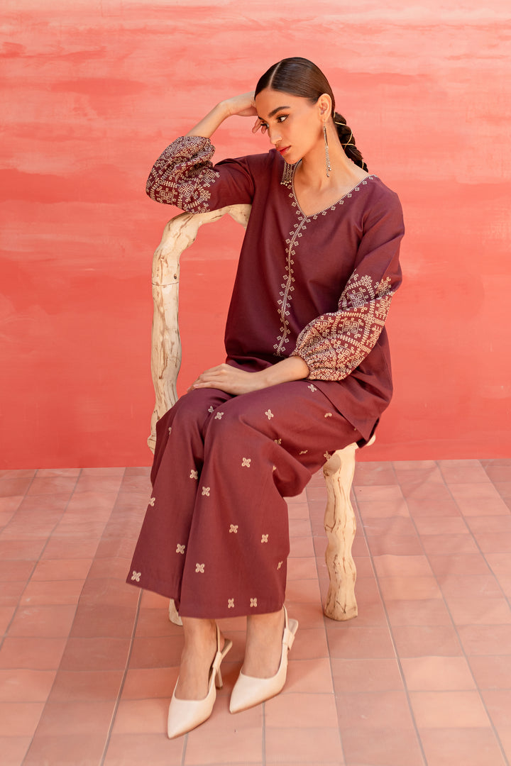 Cora Line 2Pc - Embroidered Khaddar Dress - BATIK